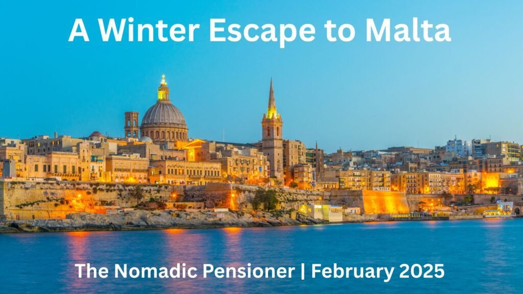 Golden-lit view of Valletta at dusk — Malta in February