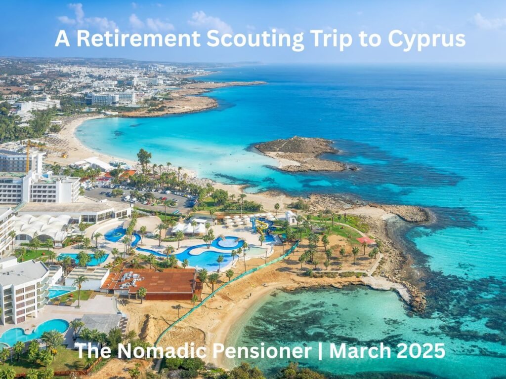 Coastal resort view of Cyprus used as a blog feature image for The Nomadic Pensioner’s March 2025 trip.