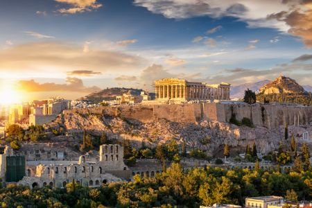 Retiring in Greece: Acropolis of Athens with the Parthenon at sunset